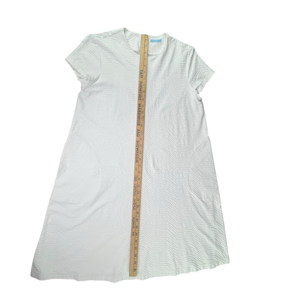 J McLaughlin Catalina Cloth Dress Large White Jacquard Short Sleeve A-line 36" - Picture 2 of 13